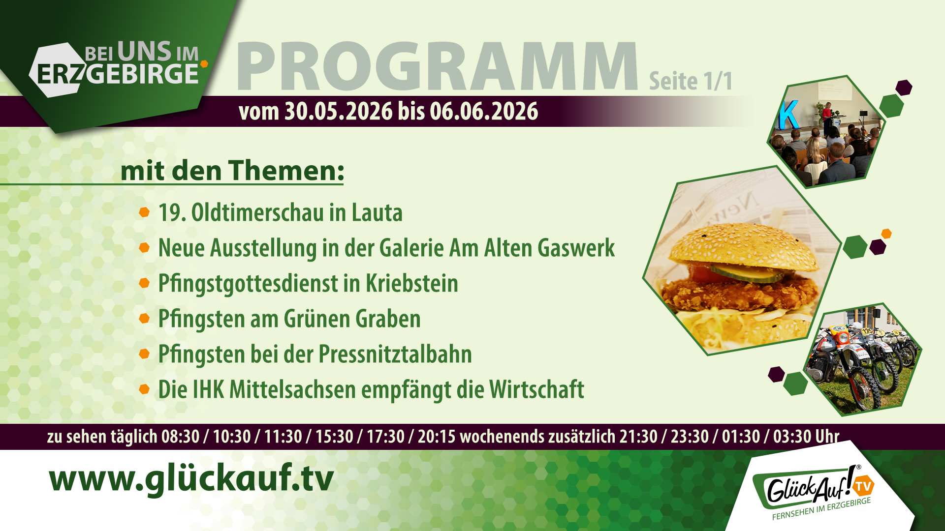 Bei uns im Erzgebirge für die Woche vom 30.05.2026 bis 05.05.2026 Bei uns im Erzgebirge für die Woche vom 30.05.2026 bis 05.05.2026
