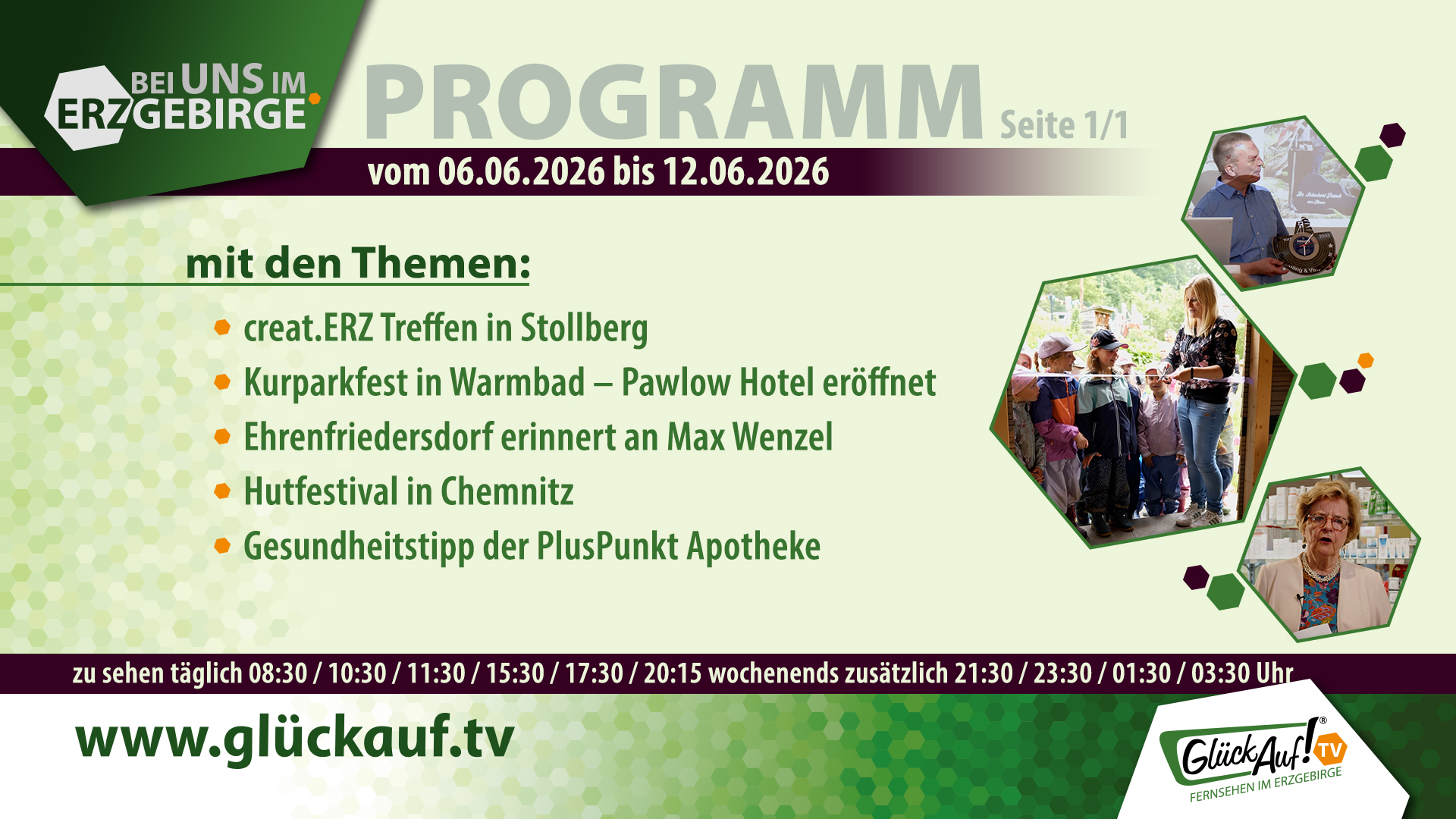 Bei uns im Erzgebirge für die Woche vom 06.06.2026 bis 12.05.2026 Bei uns im Erzgebirge für die Woche vom 06.06.2026 bis 12.05.2026